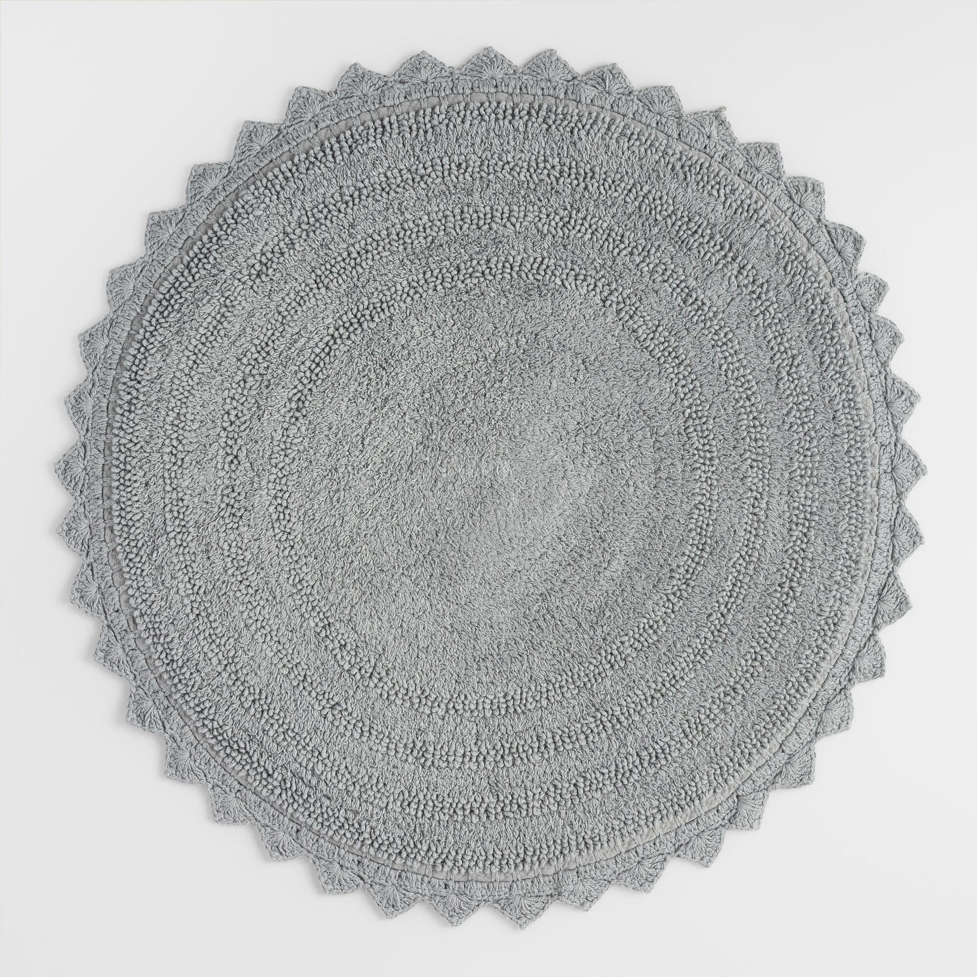 Round Frost Gray Cotton Bath Mat by World Market | World Market