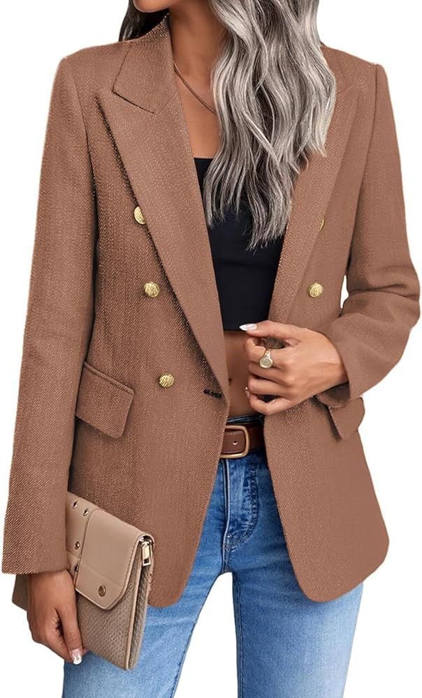 Mina Self 2025 Winter Women's Tweed Plaid Blazer Jacket - Warm Fully Lined Fashion Business Casua... | Amazon (US)