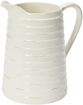 Creative Co-Op White Ceramic Pitcher | Amazon (US)