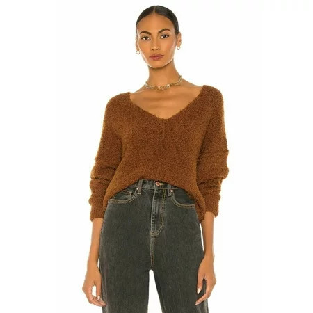 new Free People women sweater OB1203697 2202 mocha java brown nylon sz L $108 | Walmart (US)