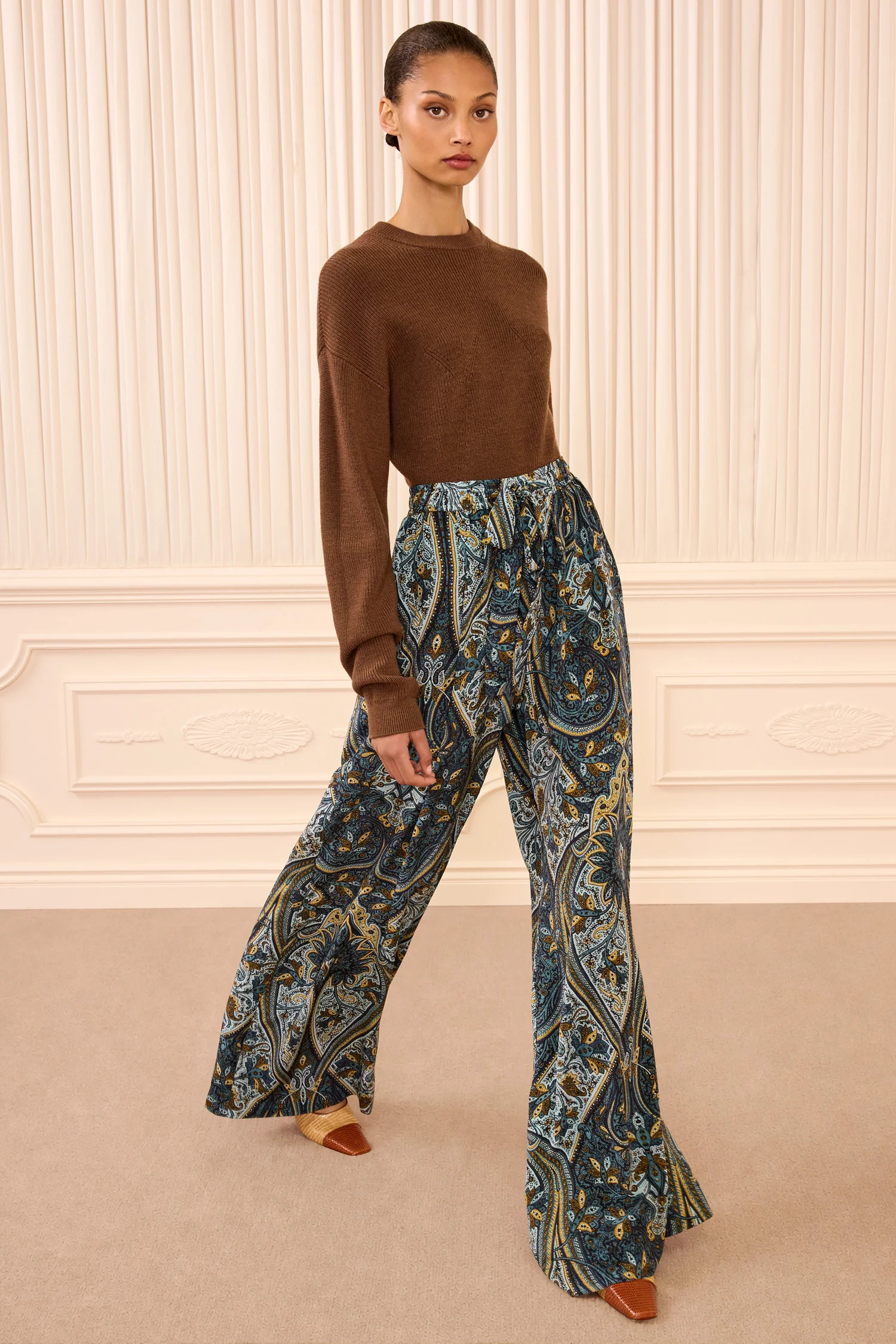 Sawyer Wide Leg Silk Pant - Prussian | Ulla Johnson