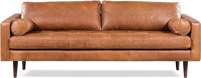 POLY & BARK Napa Sofa in Full-Grain Pure-Aniline Italian Leather, Cognac Tan | Amazon (US)