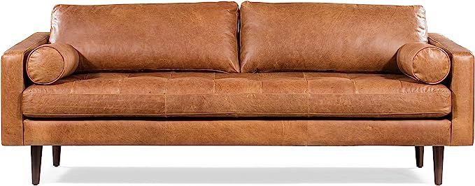 POLY & BARK Napa Sofa in Full-Grain Pure-Aniline Italian Leather, Cognac Tan | Amazon (US)