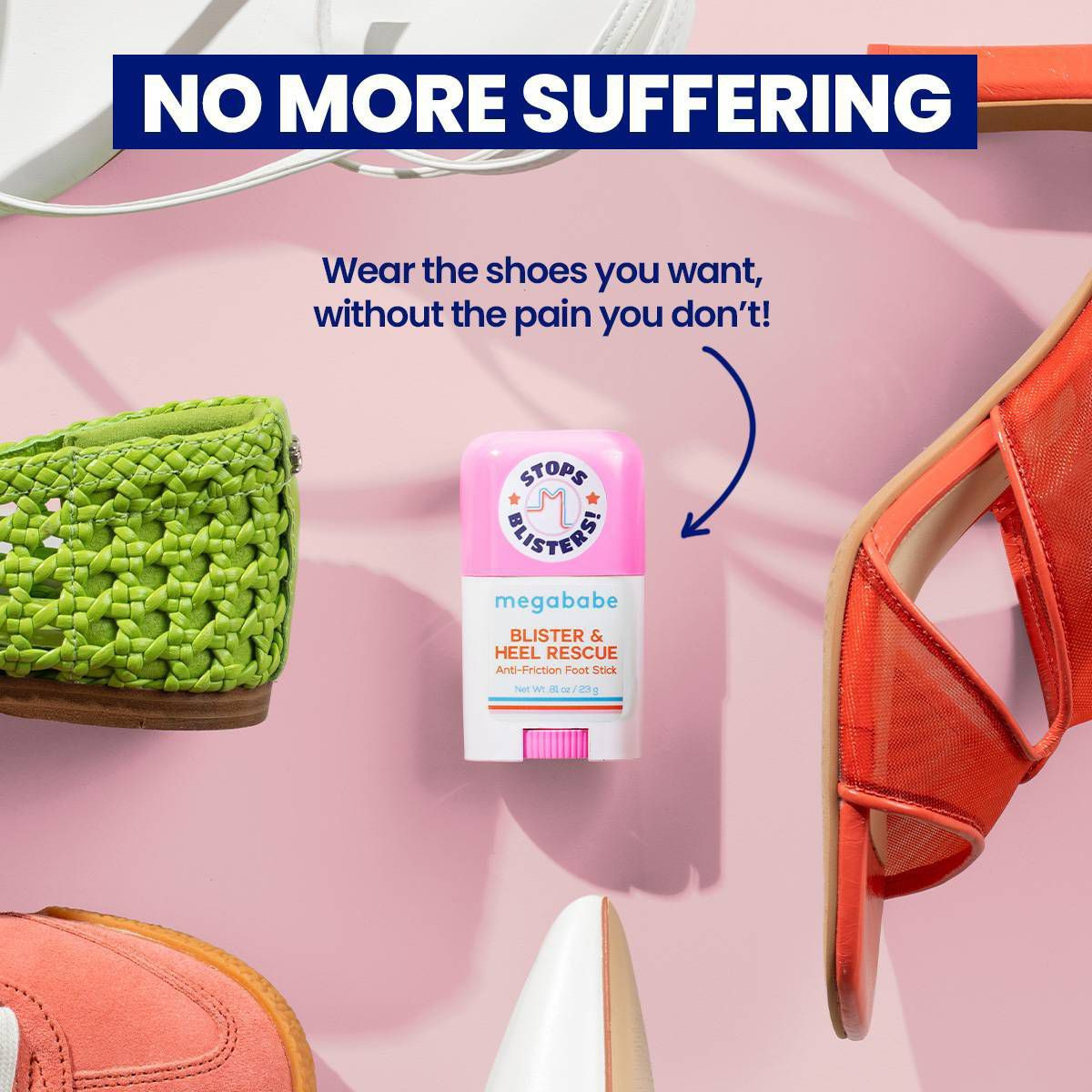 Megababe Blister & Heel Rescue Anti-Friction Foot Stick - 0.81oz | Target