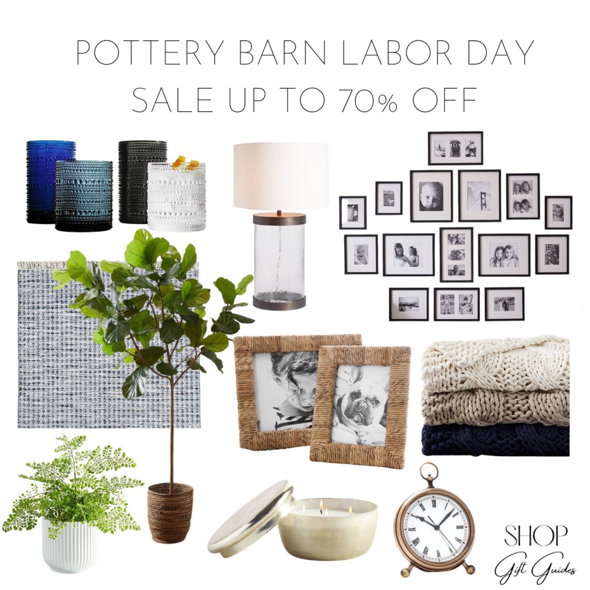 Pottery Barn Labor Day Sale up to 70% off home items! 

Glassware | table lamp | gallery wall set | faux fig tree | potted fern plant | decorative clock | throw blankets | coastal picture frames | outdoor rug 

#LTKhome #LTKsalealert #LTKSeasonal