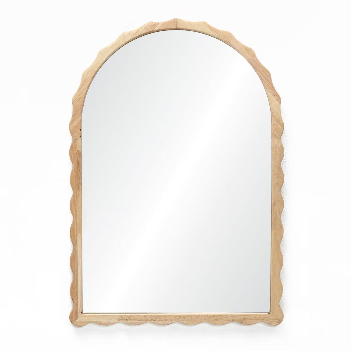 LuxenHome 34-Inch Arched Wall Mirror Natural Rubberwood Scalloped Frame Wall Mounted Decorative W... | Target