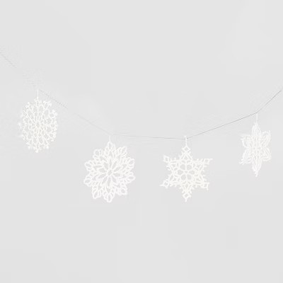 72" Fabric Snowflake Christmas Garland White - Wondershop™ | Target