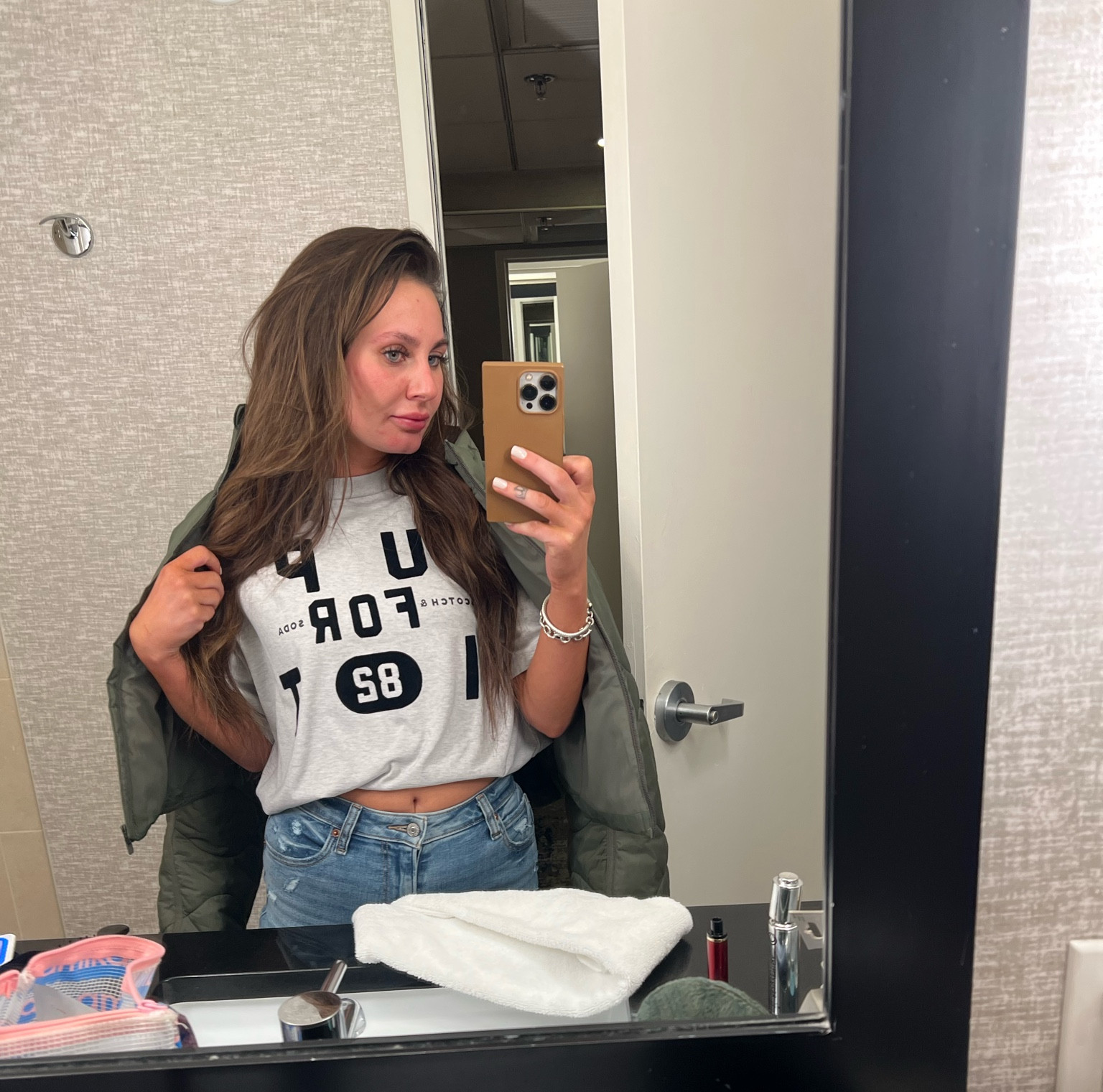 Casual cool it girl vibes but everything linked from the jacket to jeans are so comfortable. Jacket is a 6 (got it a little big), shirt runs big wearing xs, and the jeans have some stretch 25 short 

#LTKstyletip #LTKfit