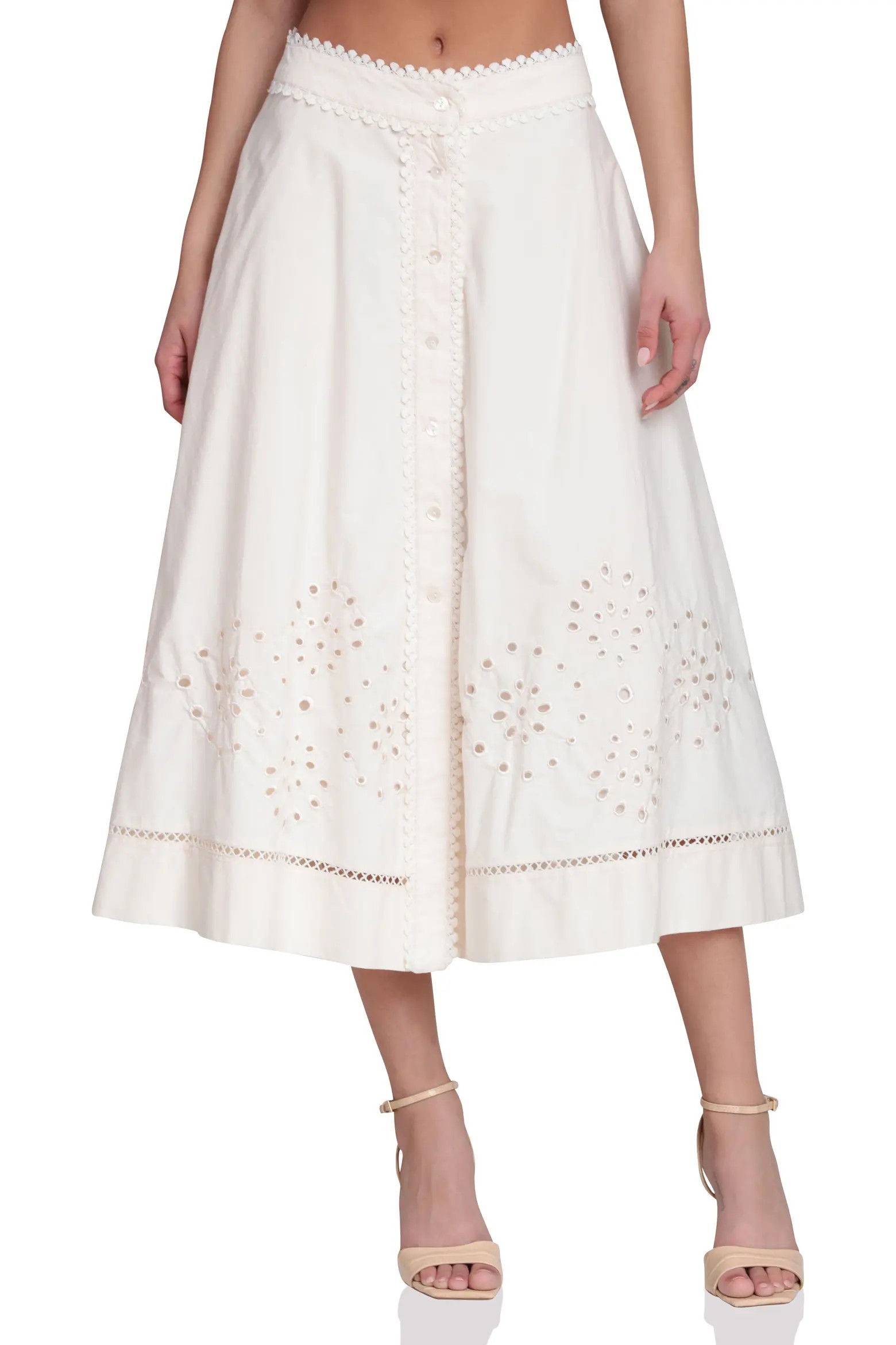 Cotton Eyelet A-Line Midi Skirt (Women) | Nordstrom | Nordstrom