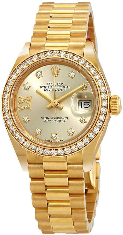 Rolex Lady Datejust Silver Diamond Dial 18 Carat Yellow Gold President Watch 279138SRDP | Amazon (US)