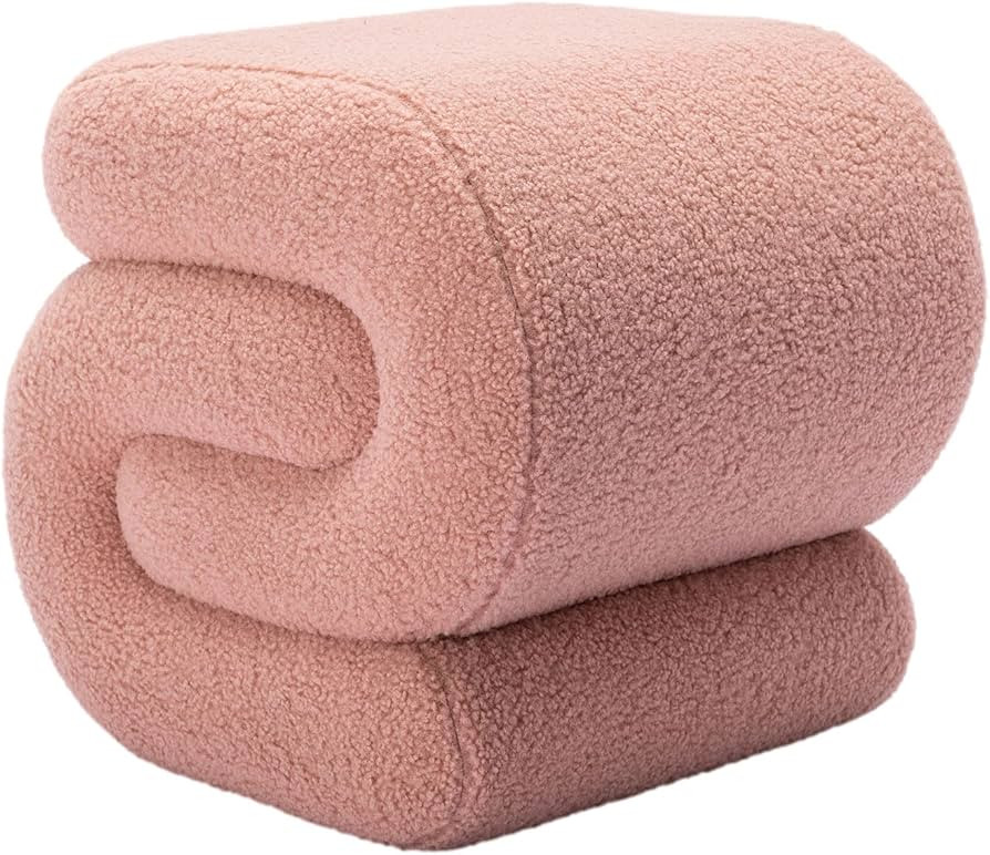 Amazon.com: CALABASH Modern Foot Stool Ottoman,S-Shaped Teddy Vanity Stool,Upholstered Sofa Footr... | Amazon (US)
