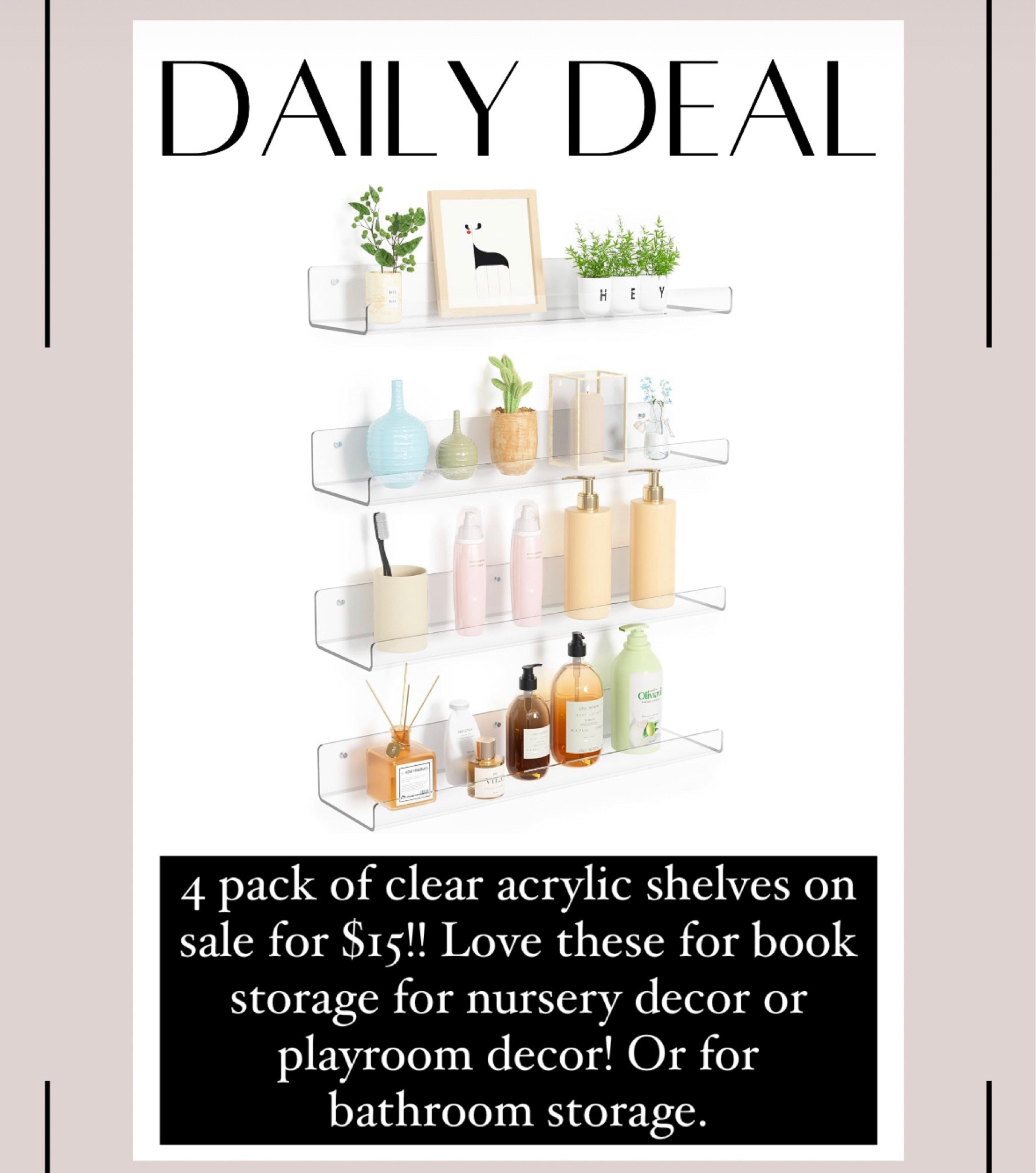 upsimples Clear Acrylic Shelves for Wall Storage, 15 Acrylic