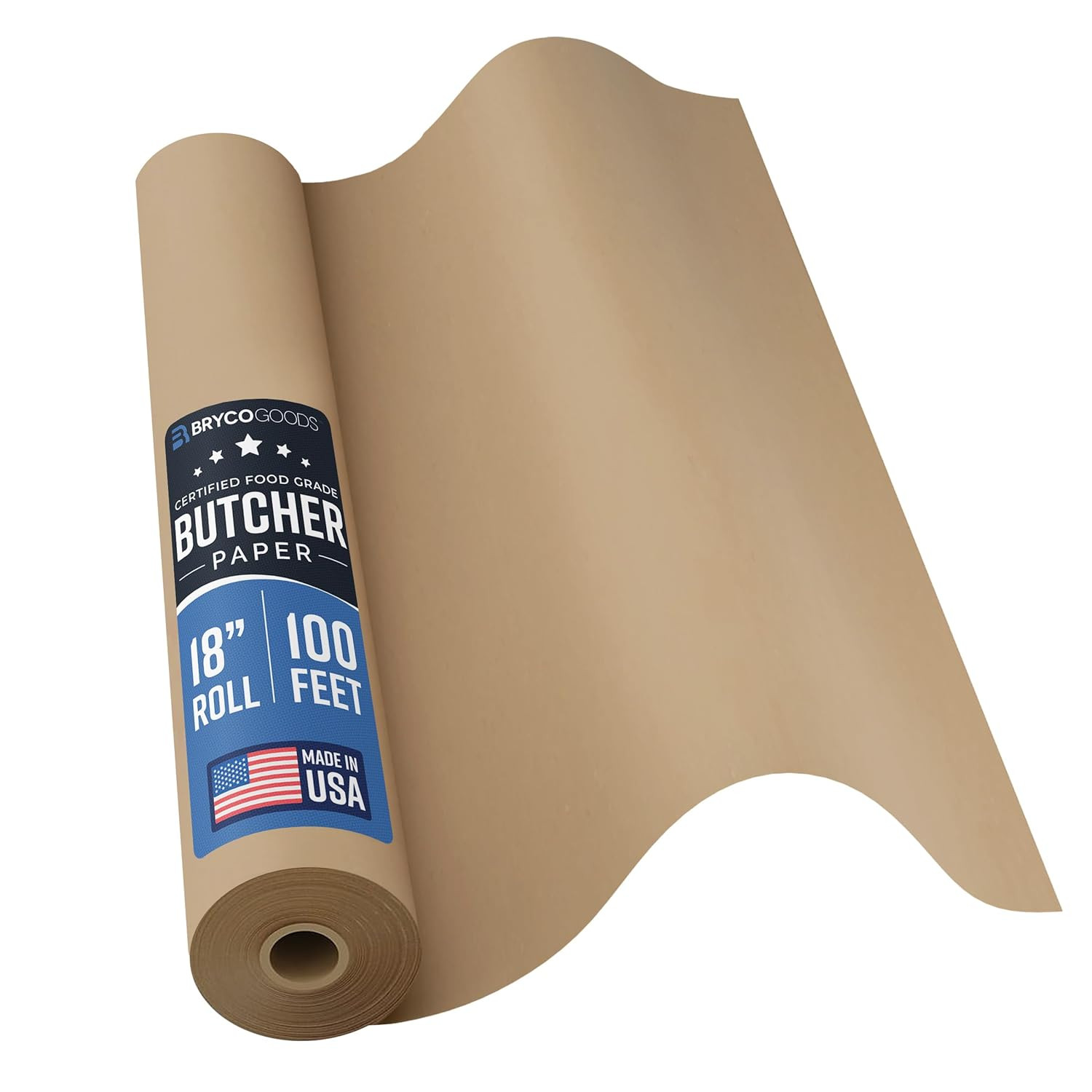 Brown Kraft Butcher Paper Roll - 18 Inch x 100 Feet Brown Paper Roll for Wrapping and Smoking Meat, BBQ Paper for the Perfect Brisket Crust - Durable, Unbleached and Unwaxed Food Grade Grilling Paper | Amazon (US)