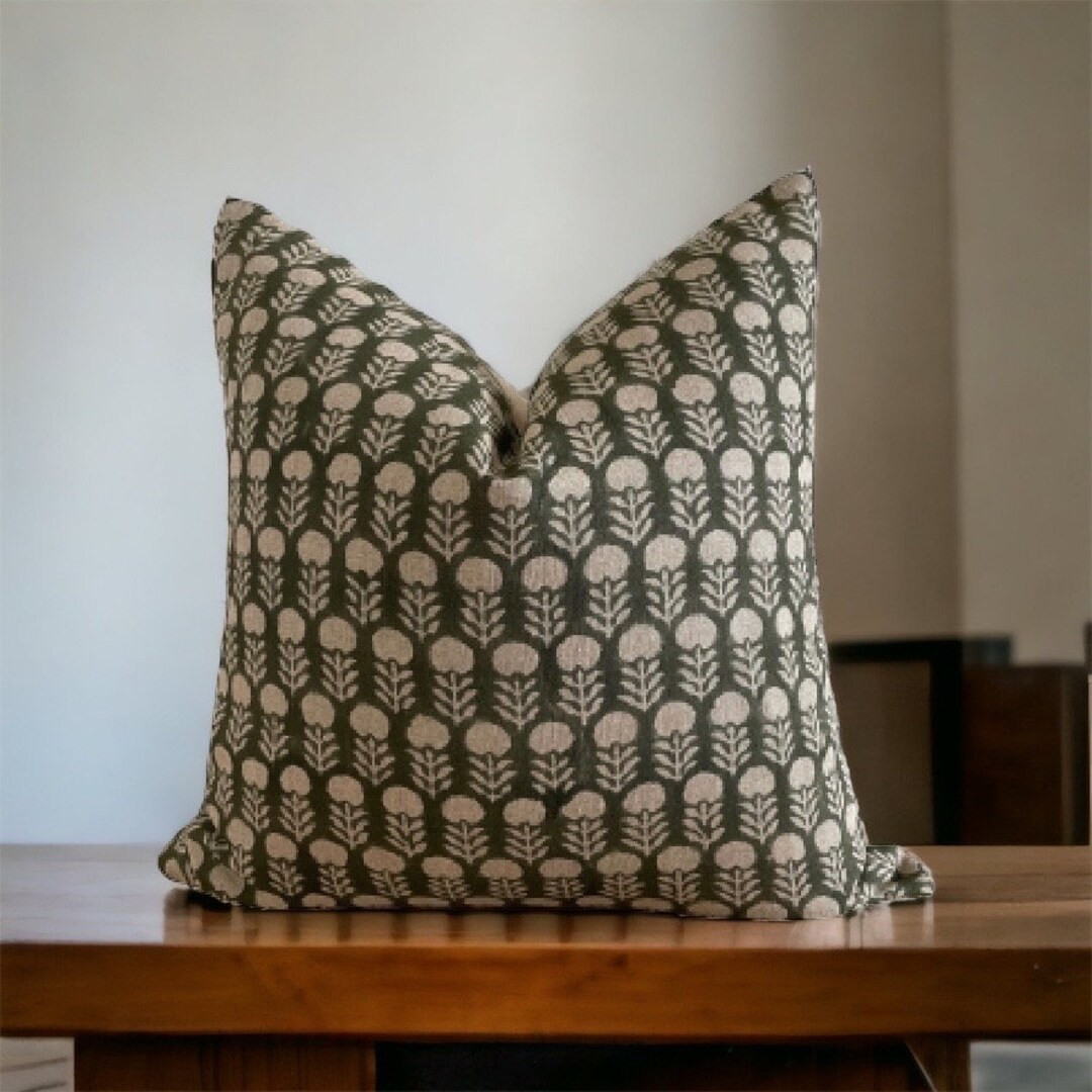 ZARRON || Designer Linen Pillow Cover, Home Decor Pillow, Block Print Pillow, Block Linen Pillow,... | Etsy (US)