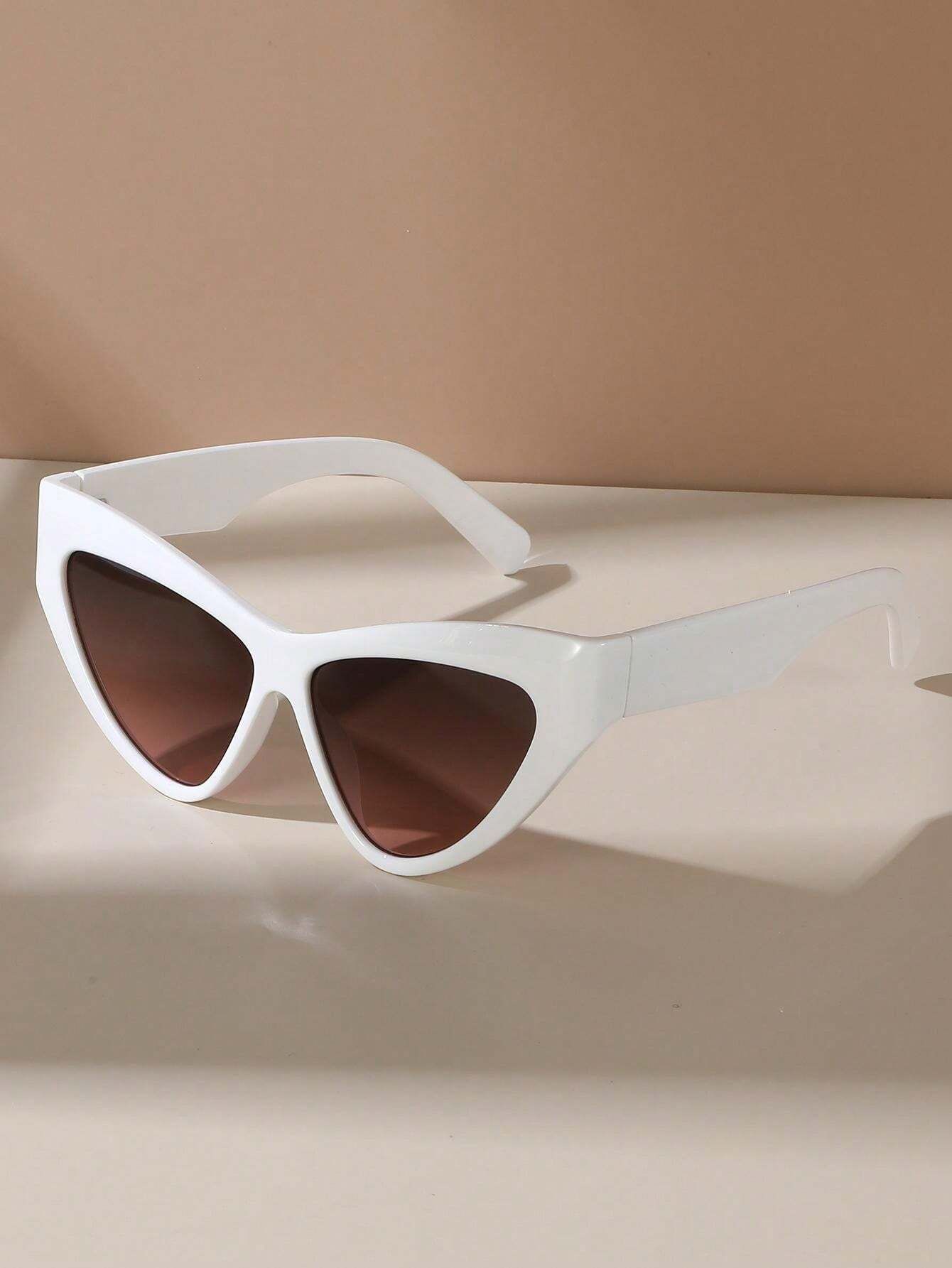 1pc Ladies' White Cat Eye Sunglasses, Streetwear Fashion Decorative Eyewear | SHEIN