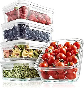 Superior Glass Food Storage Containers - 10 Piece Stackable Glass Meal-prep Containers -Newly Inn... | Amazon (US)