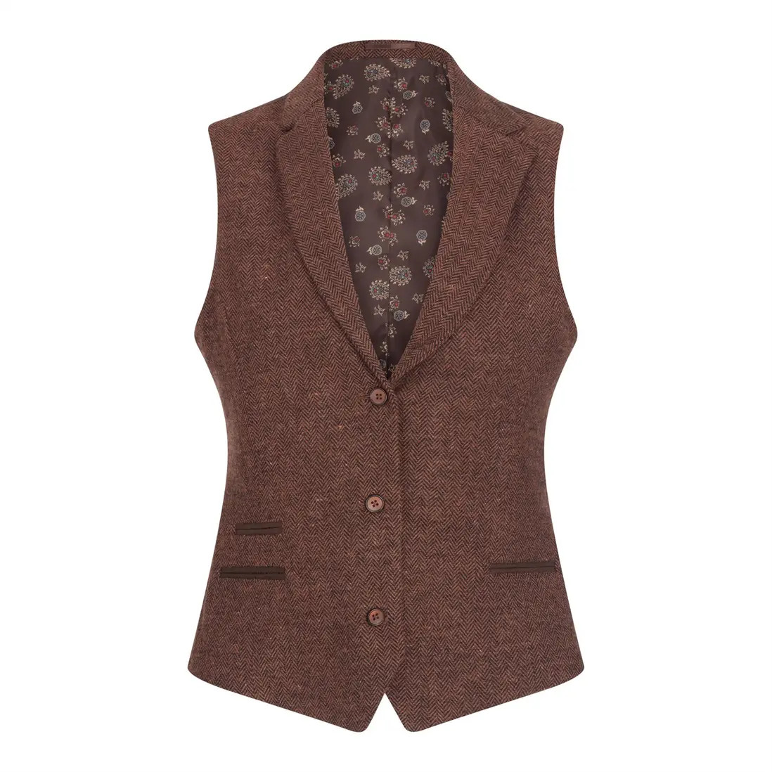 Suits | Women's Herringbone Wool Tweed Check Waistcoat | Infinity Leather | Debenhams UK