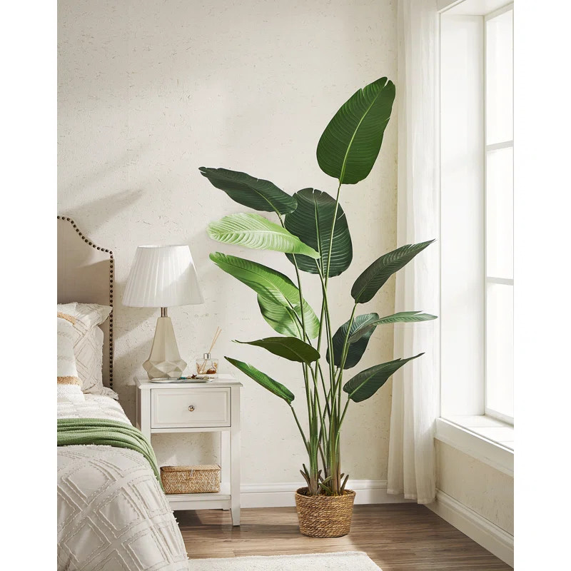 71" Faux Banana Leaf Tree with Planter Basket | Wayfair North America