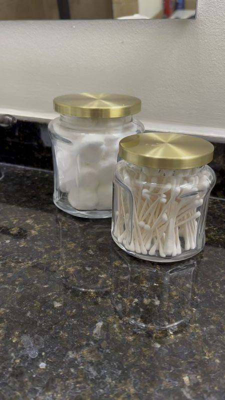 Canisters for the bathroom // Target clearance finds! Love these to elevate your bathroom counter and hold Qtips, cotton balls and other daily things  

#LTKsalealert #LTKhome #LTKVideo