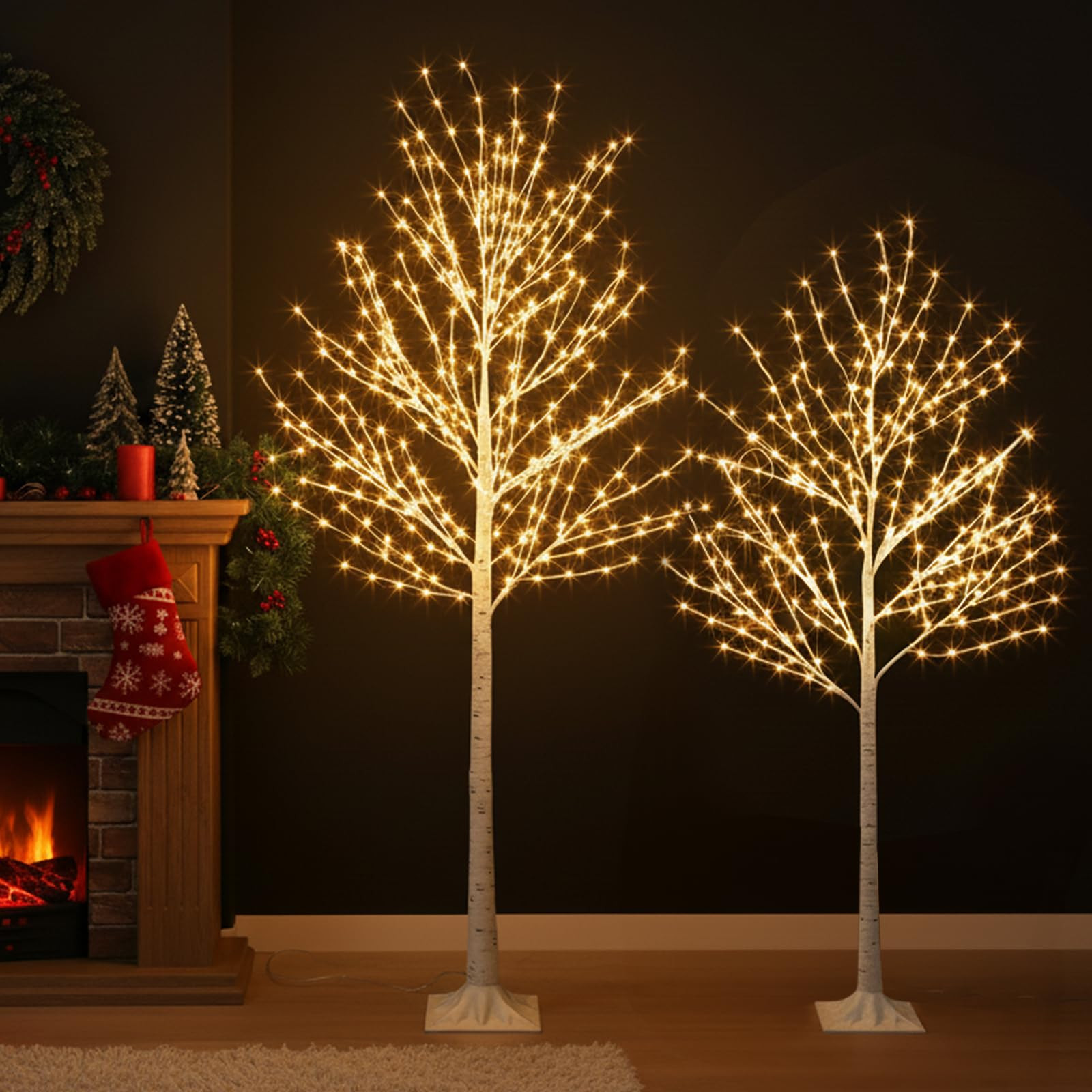 PEIDUO Lighted Birch Tree Set, White Christmas Trees Indoor Outdoor Decorations, 5FT 6FT Prelit A... | Amazon (CA)