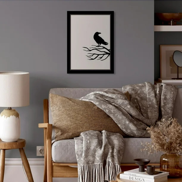 My Texas House, Crow, Halloween Modern Minimalist Black Wood Framed Print 12x16 Hanging Hardware ... | Walmart (US)