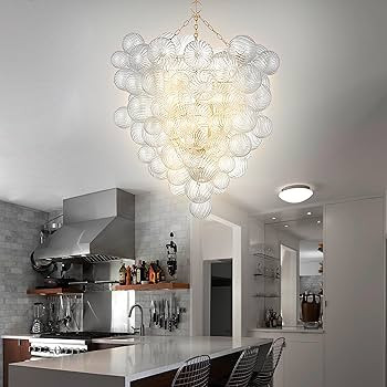 Longree Mid Century Bubble Ball Swirled Glass Chandelier, 36 * 44 in. 2-Tier Frame Gild Gold and ... | Amazon (US)