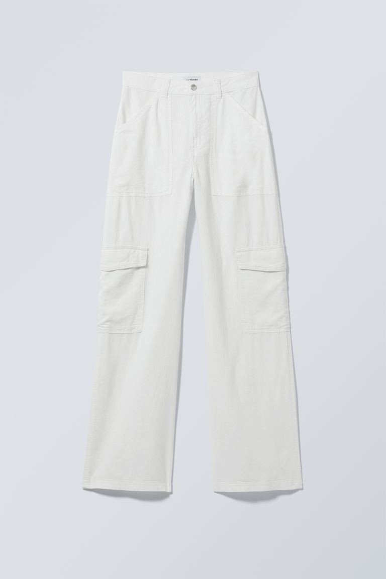 Julian Linen Mix Cargo Trouser - White - Ladies | H&M GB | H&M (UK, MY, IN, SG, PH, TW, HK)