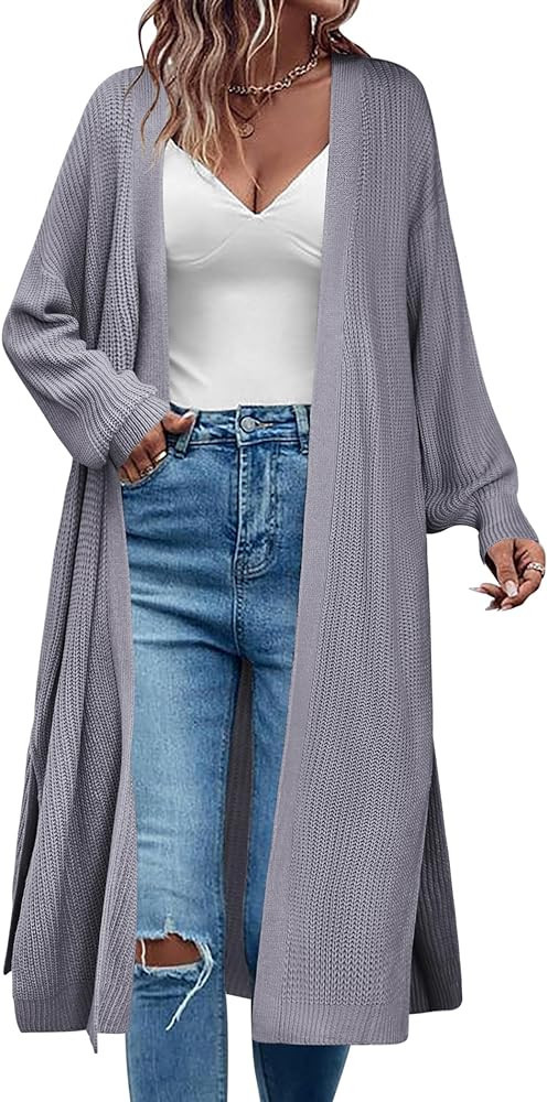Zeagoo Women's 2023 Fall Winter Oversized Cardigan Long Sleeve Split Open Front Sweater Chunky Kn... | Amazon (US)