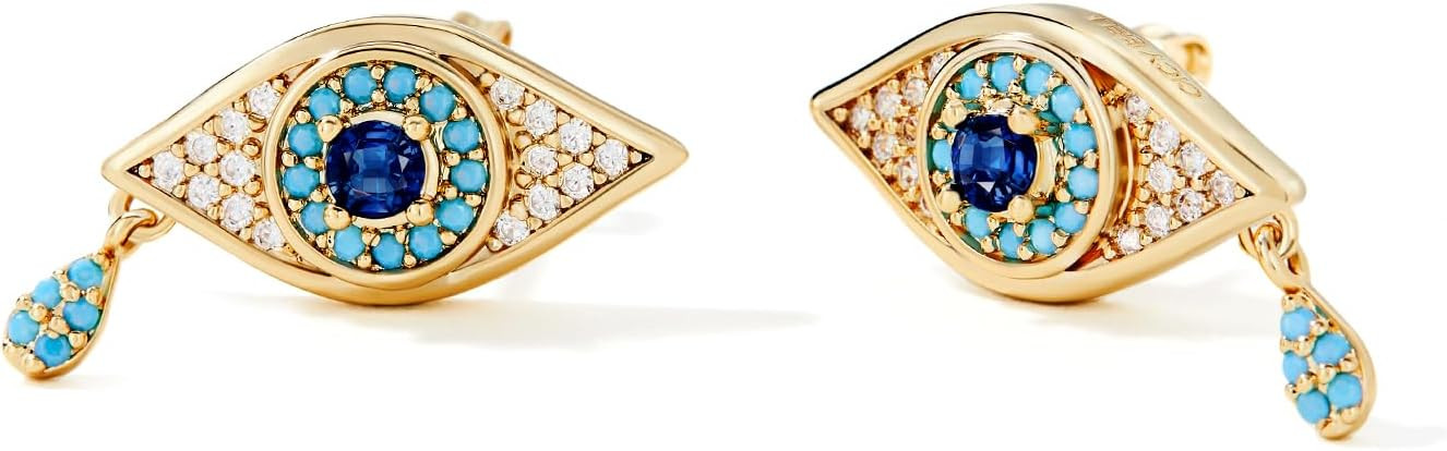 Cicy Bell Womens Evil Eye Earrings Turquoise 18k Gold Plated | Amazon (US)