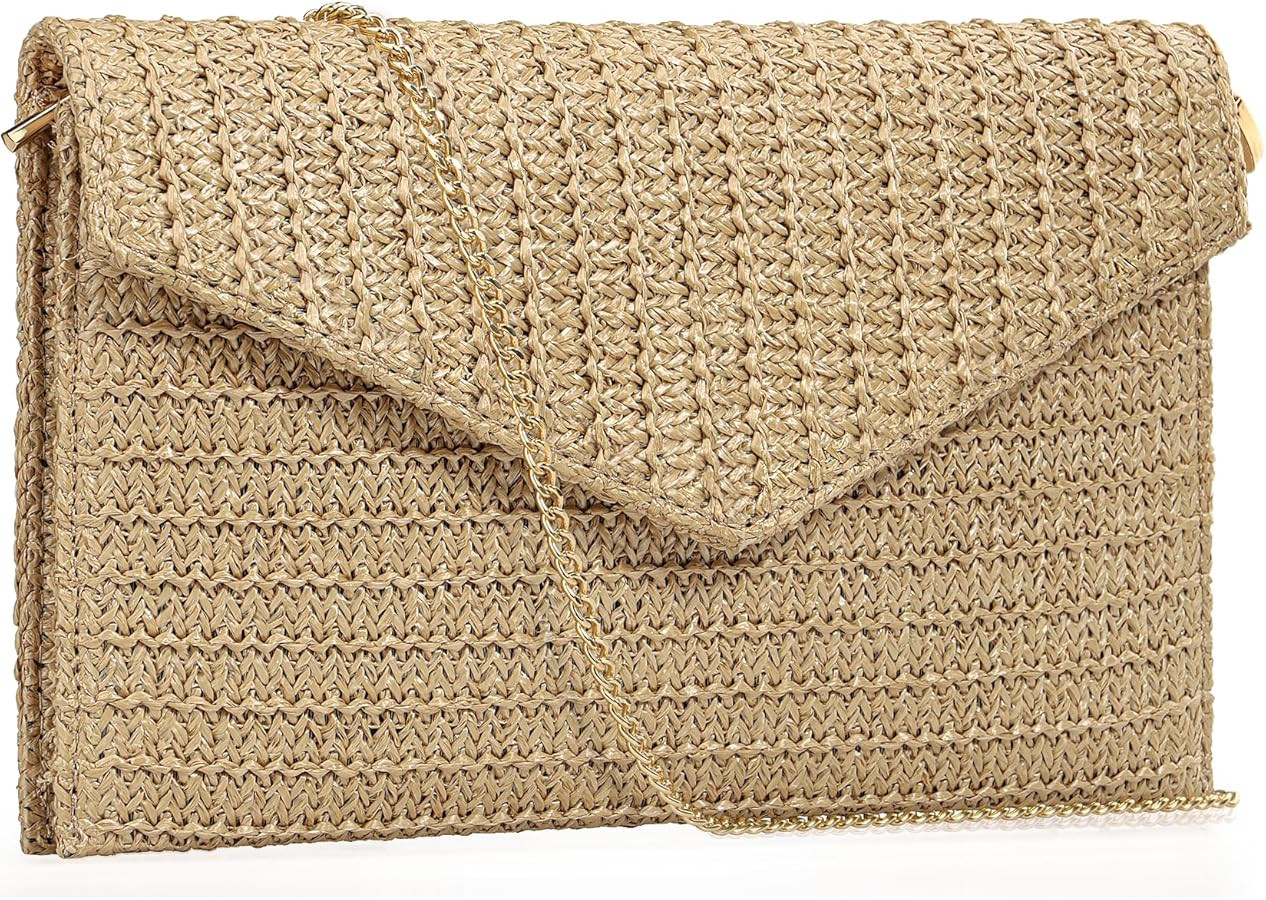 Venoline Summer Woven Straw Clutch Purse for Women,Elegant Beach Crossbody Bag, Boho Evening Hand... | Amazon (US)