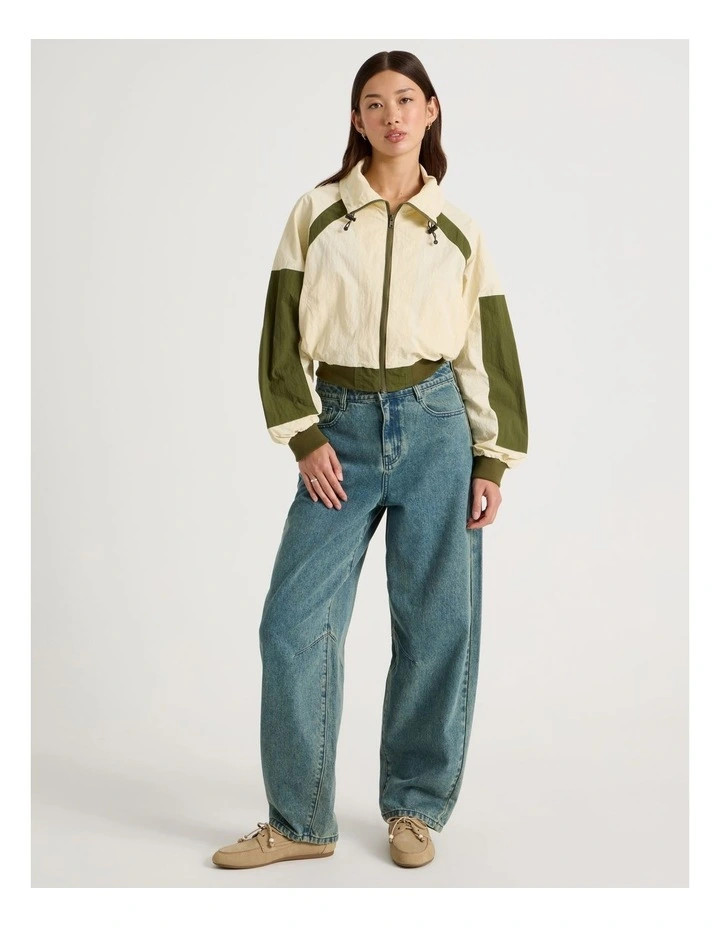 There AfterHiker Funnel Neck Windbreaker Jacket in Cuban Sand and Olive Night | Myer