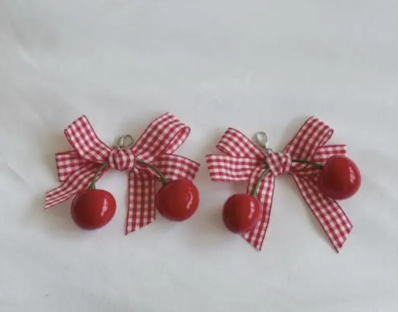 Cherry Gingham Shoe Clips for Shoelaces - Etsy | Etsy (Global)