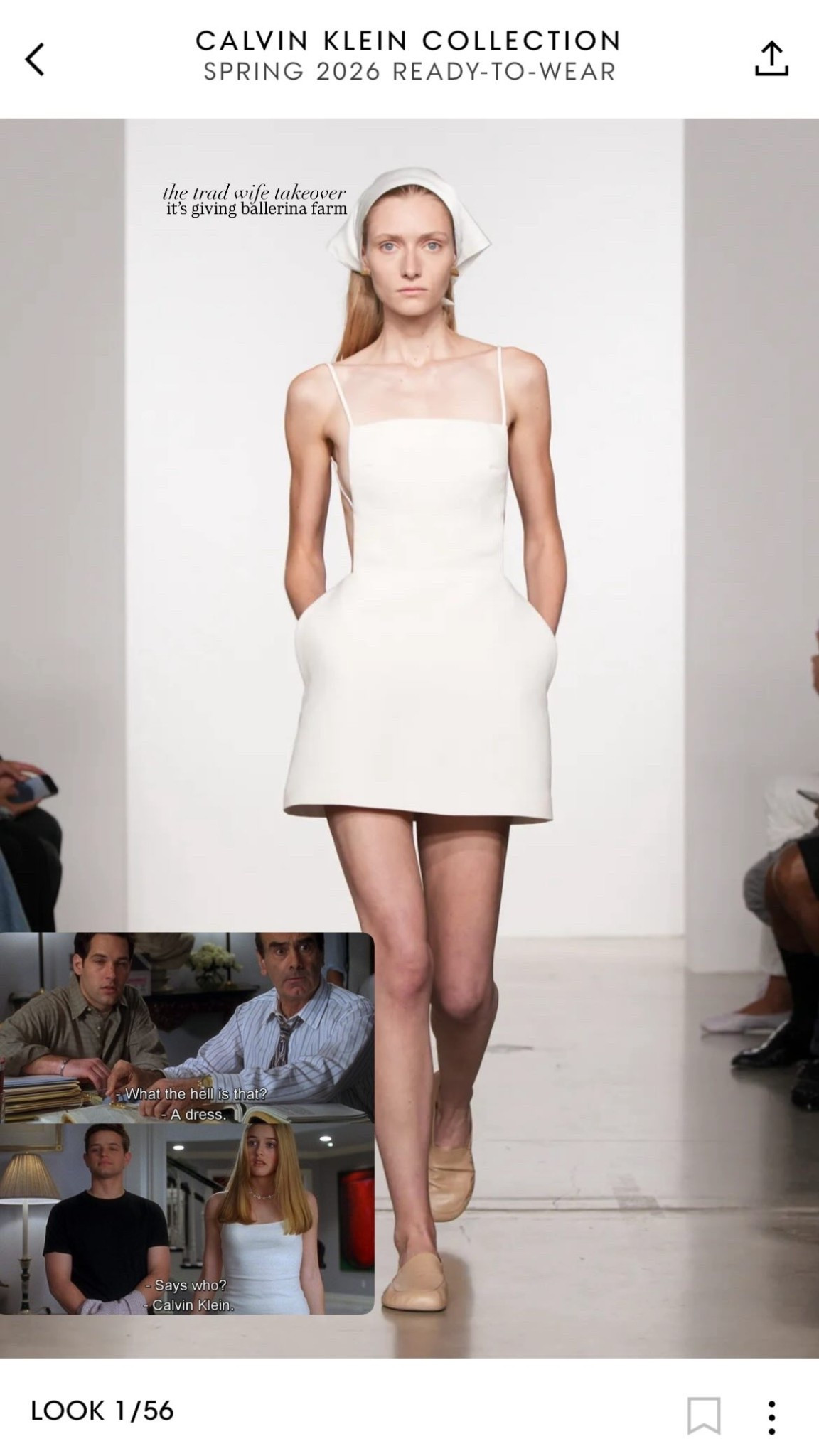 the trad wife takeover  it’s giving ballerina farm but also anytime I see a spaghetti strap white dress from calvin klein I think of Cher Horowitz in clueless 

#LTKNYFW #LTKStyleTip #LTKParties