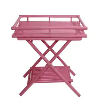 Bamboo Butler Table with Removable Serving Tray - Pink - Espresso | Bed Bath & Beyond