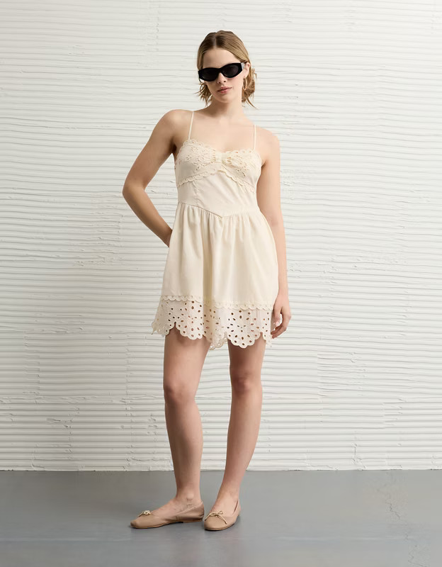 AE Catie Corset Eyelet Mini Dress | American Eagle Outfitters (US & CA)