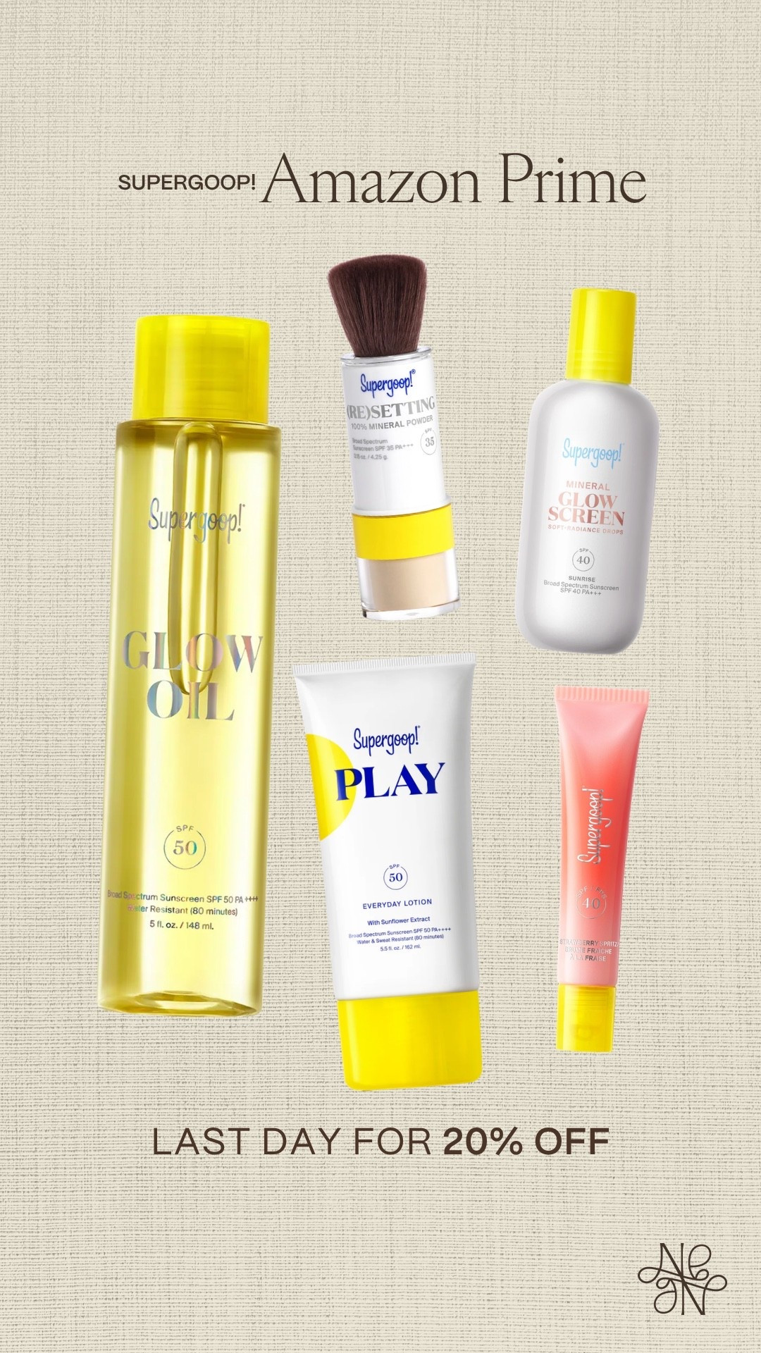 Last day for 20-30% off @Supergoop! Sunscreen for Amazon prime day! I use the glow drops as the last step in my skincare routine and then will apply the setting powder throughout the day for extra protection. The glow gloss is 40 SPF, has a beautiful sheen and looks great over top of lip liner. Don’t sleep on the body oil either - it’s 50 SPF and makes your skin look glowy without being sticky or greasy 🤩 #supergooppartner

#LTKSaleAlert #LTKSwim