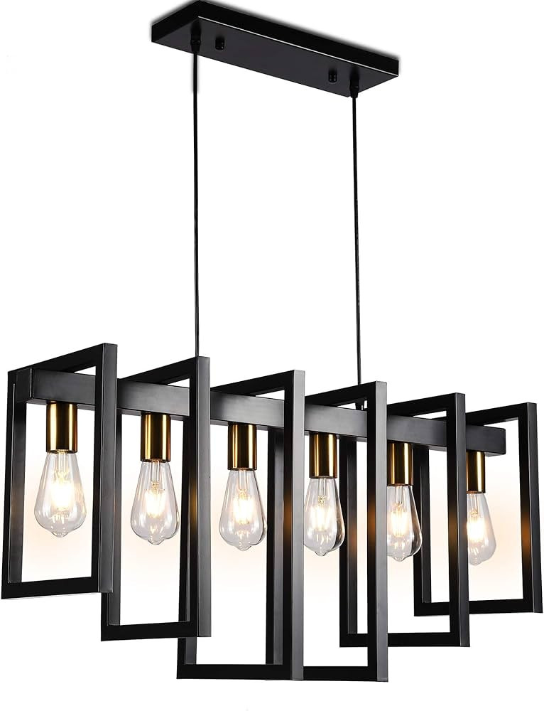 SomSom Modern Kitchen Island Light Pendant Chandelier 6-Light Ceiling Light Industrial Pendant Li... | Amazon (US)