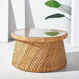 SAFAVIEH Couture Lianne Tropical Coastal Boho Rattan Round Coffee Table - 32 in. W x 32 in. D x 1... | Bed Bath & Beyond