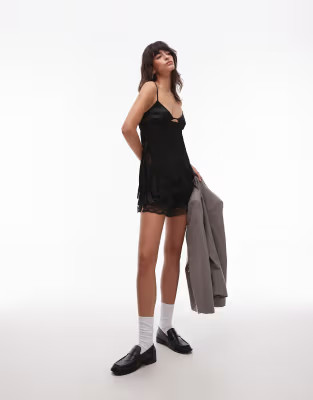 ASOS DESIGN satin shorts with lace trim | ASOS (Global)