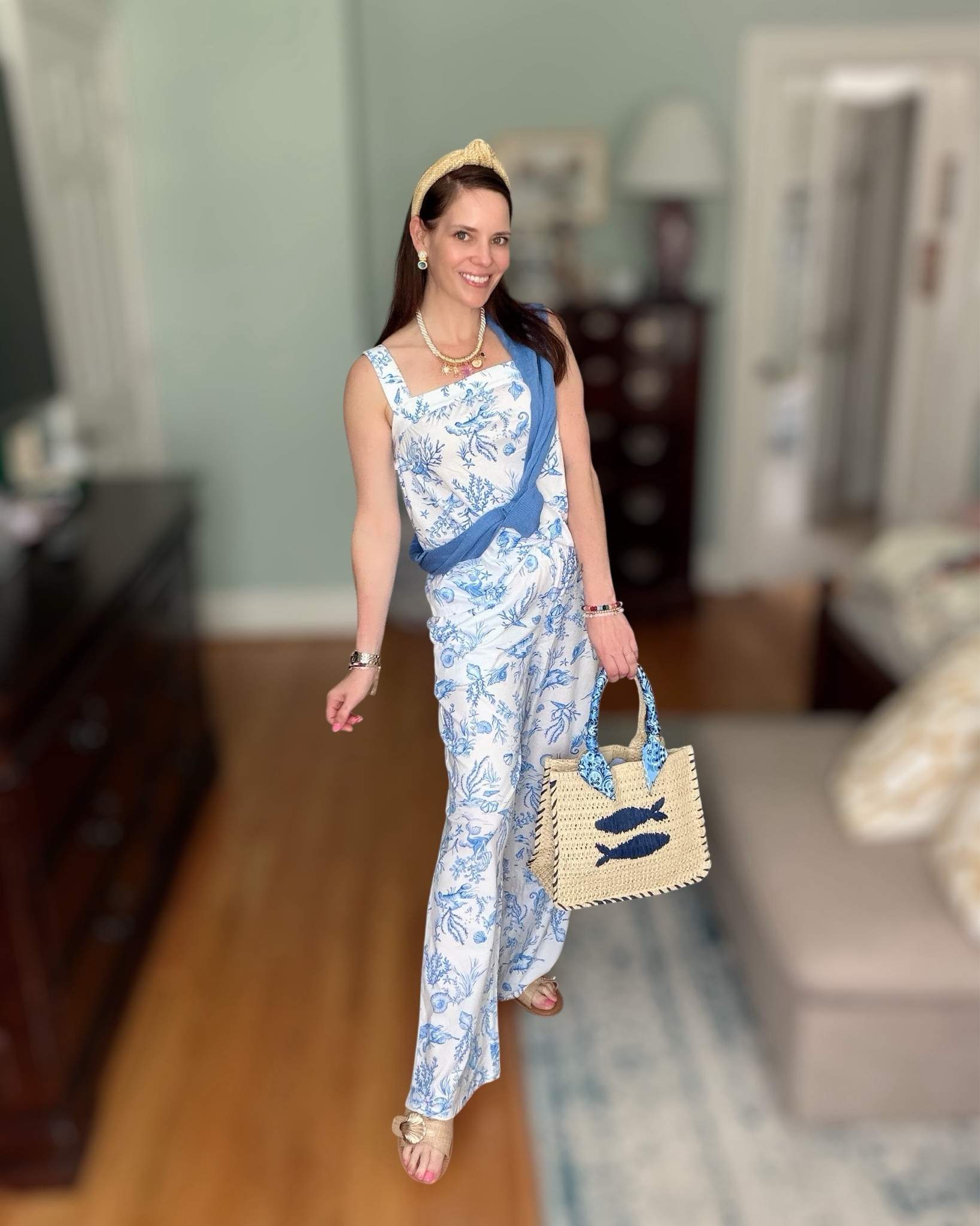 Blue Coastal Print Lounge Set Styled as an Outfit

This blue and white coastal print lounge set is too cute not to style as an outfit! 💙🐚 The lightweight cotton set has the prettiest seaside-inspired print and relaxed fit, but it easily doubles as a chic everyday look. I styled it with raffia sandals, a woven fish tote, a raffia knot headband, and a coastal charm necklace for a polished coastal vibe. Perfect for vacation, beach towns, brunch, travel days, or an elevated casual summer outfit. ✨

blue and white lounge set, coastal print lounge set, blue and white summer outfit, seaside print outfit, coastal chic outfit idea, beach vacation outfit, summer lounge set styled outfit, blue and white coastal fashion, resort wear outfit, casual coastal summer style 💙🐚

#LTKTravel #LTKootd #LTKOver40