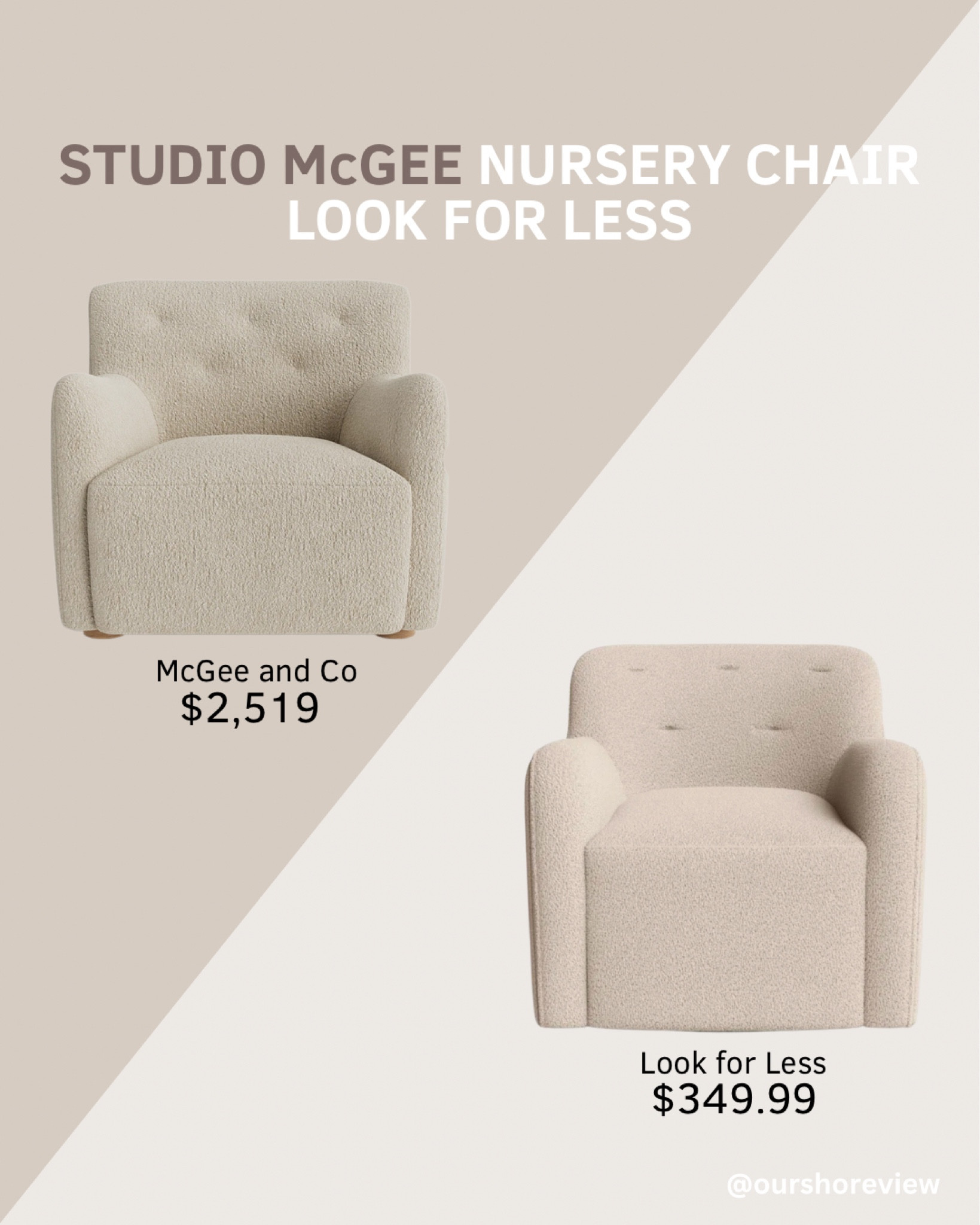 Love the beautiful chair featured in the Studio McGee nursery from the McGee home? You’re going to adore this amazing look for less! It’s the perfect dupe that delivers the same timeless style and cozy feel at a fraction of the price. Bring the signature Studio McGee aesthetic into your nursery without breaking the bank.

McGee and Co chair, McGee and Co dupe, McGee and Co look for less

#LTKHome #LTKBaby #LTKSaleAlert