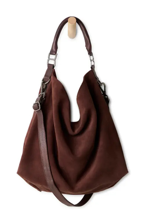 Free People Suzie Suede Slouch Tote in Espresso at Nordstrom | Nordstrom