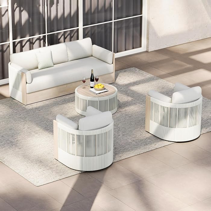 CHITA Outdoor Furniture Set 4 Piece, 5-Seats Patio Conversation Set with 7.3in Thick Cushions & A... | Amazon (US)