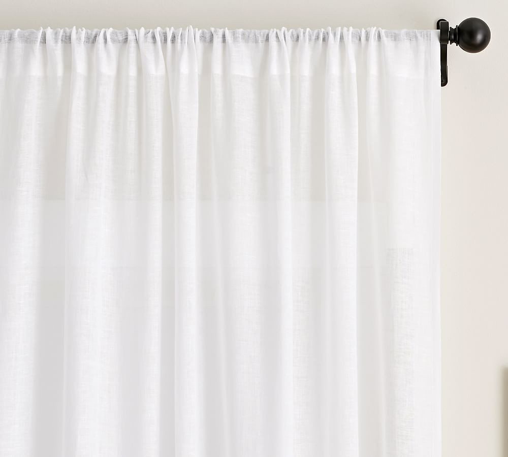 Belgian Flax Linen Rod Pocket Sheer Curtain | Pottery Barn (US)