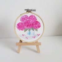 Pink Hydrangea Watercolor Painting On Canvas With Easel | Etsy (US)