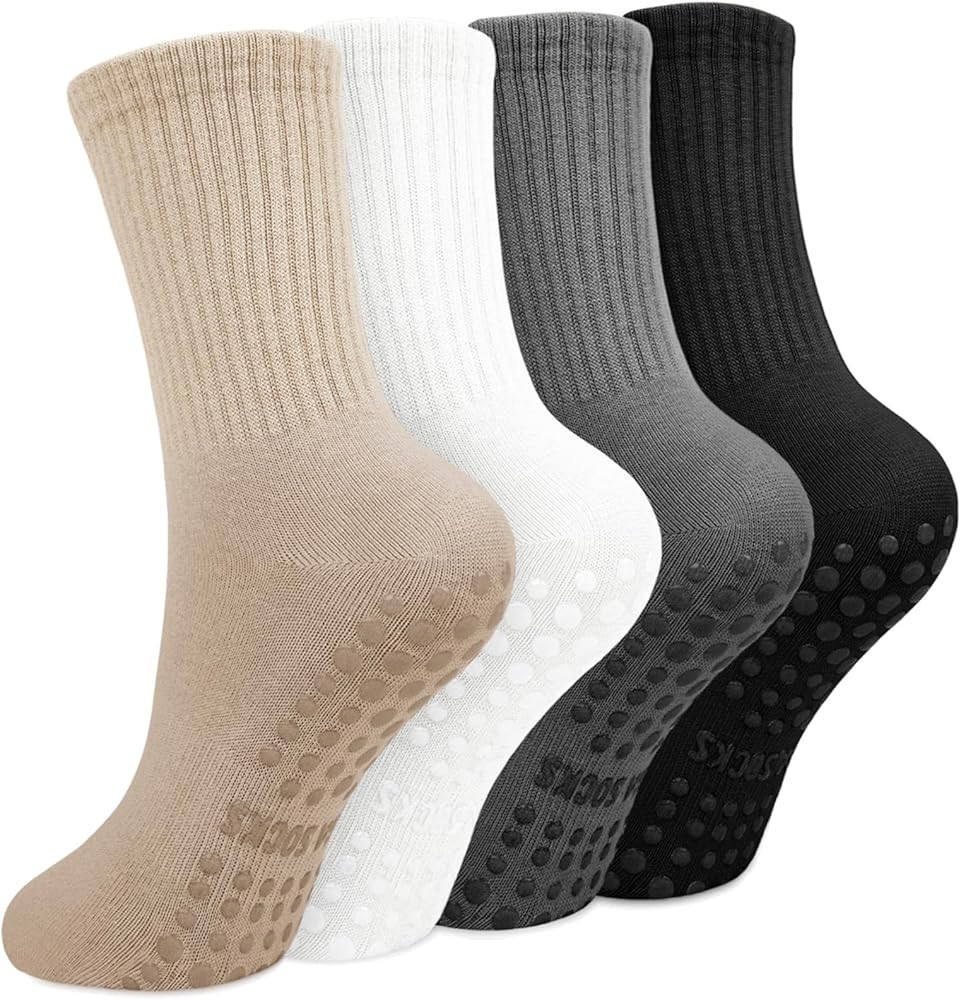 Yikki 4 Pairs Women Non Slip Socks, Ideal for Dance, Fitness, Gym, Ballet, Trampoline, Home and H... | Amazon (FR)