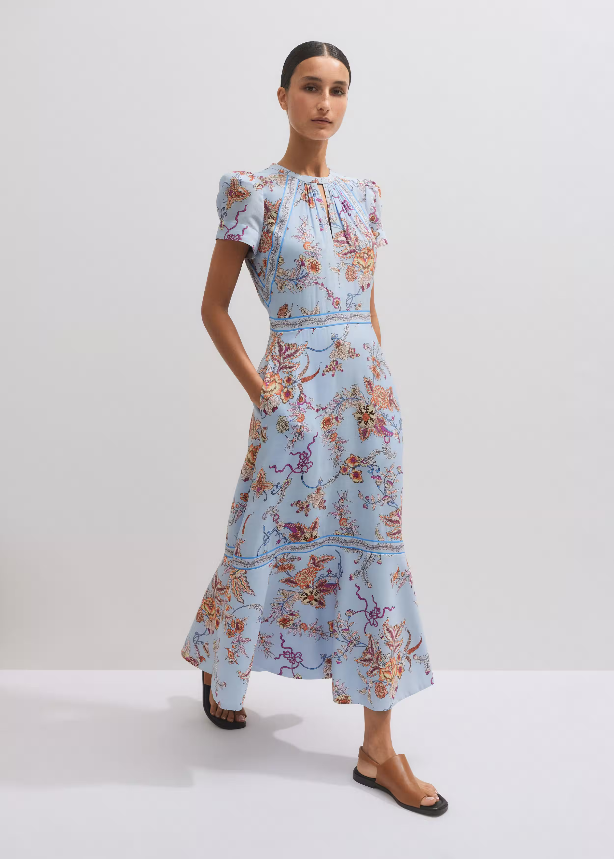 Women's Blue Wild Bloom Print Maxi Dress | ME+EM | ME+EM US