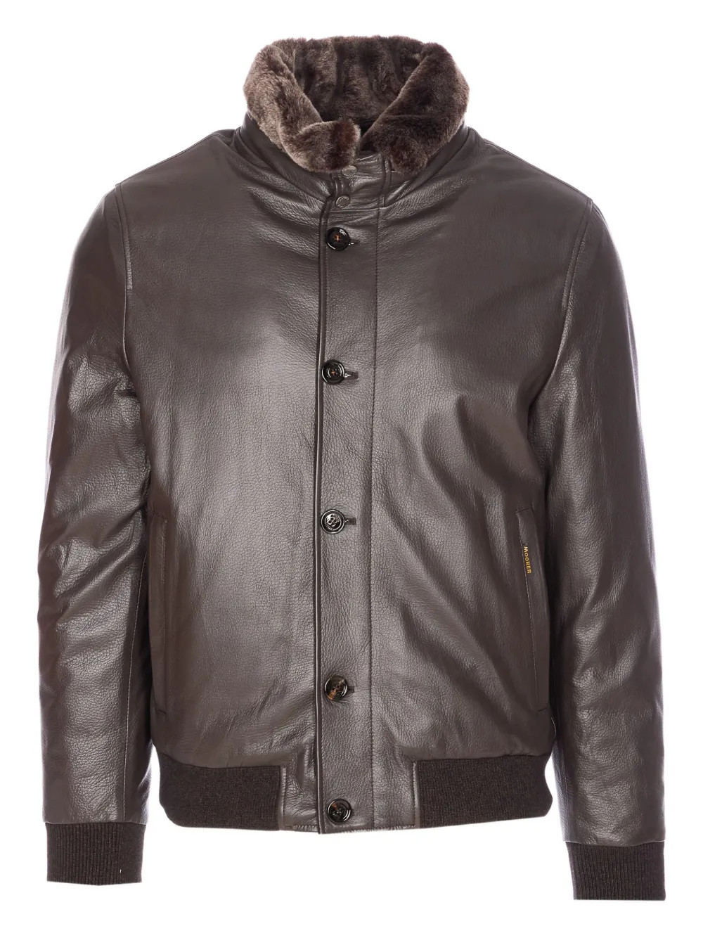 Moorer leather high-neck jacket - Brown | Farfetch Global