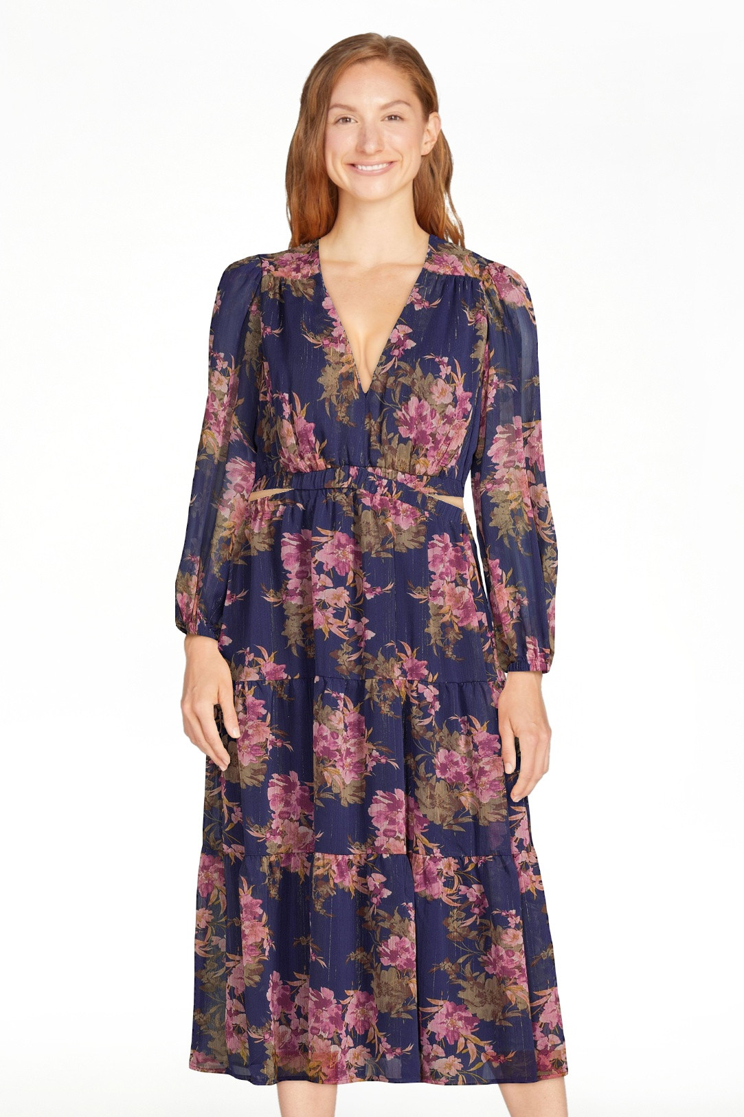 Sofia Jeans Women's Cutout Maxi Dress with Long Sleeves, 50" Length, Sizes XXS-3XL | Walmart (US)