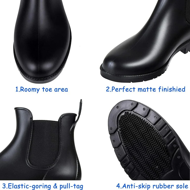 Litfun Women's Short Rain Boots Waterproof Anti Slip Rubber Ankle Chelsea Booties Rainboots for W... | Walmart (US)